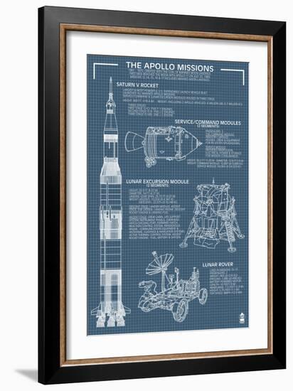 Apollo Missions - Blueprint Poster-Lantern Press-Framed Art Print