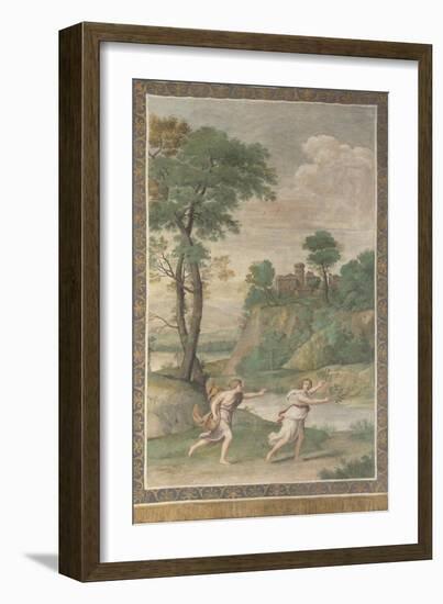 Apollo Pursuing Daphne (Fresco from Villa Aldobrandin), 1617-1618-Domenichino-Framed Giclee Print