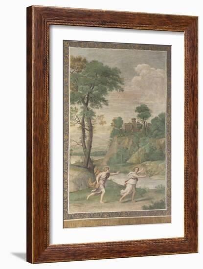 Apollo Pursuing Daphne (Fresco from Villa Aldobrandin), 1617-1618-Domenichino-Framed Giclee Print