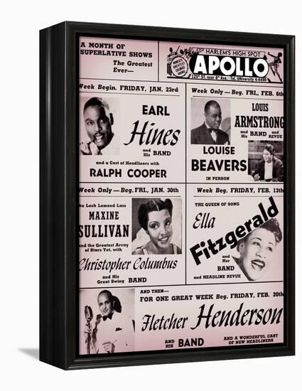 Apollo Theatre: Earl Hines, Louis Armstrong, Ella Fitzgerald, Fletcher Henderson and More-null-Framed Stretched Canvas