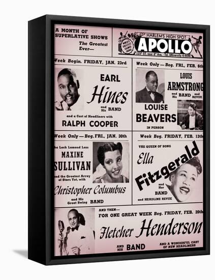 Apollo Theatre: Earl Hines, Louis Armstrong, Ella Fitzgerald, Fletcher Henderson and More-null-Framed Stretched Canvas