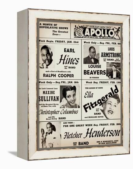 Apollo Theatre: Earl Hines, Louis Armstrong, Ella Fitzgerald, Fletcher Henderson and More-null-Framed Stretched Canvas