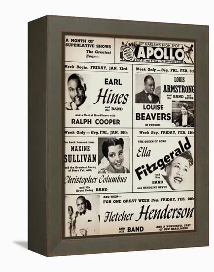 Apollo Theatre: Earl Hines, Louis Armstrong, Ella Fitzgerald, Fletcher Henderson and More-null-Framed Stretched Canvas