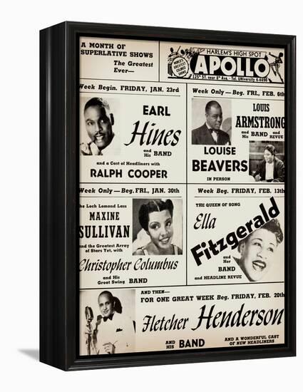 Apollo Theatre: Earl Hines, Louis Armstrong, Ella Fitzgerald, Fletcher Henderson and More-null-Framed Stretched Canvas