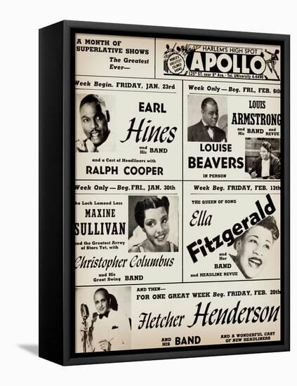 Apollo Theatre: Earl Hines, Louis Armstrong, Ella Fitzgerald, Fletcher Henderson and More-null-Framed Stretched Canvas