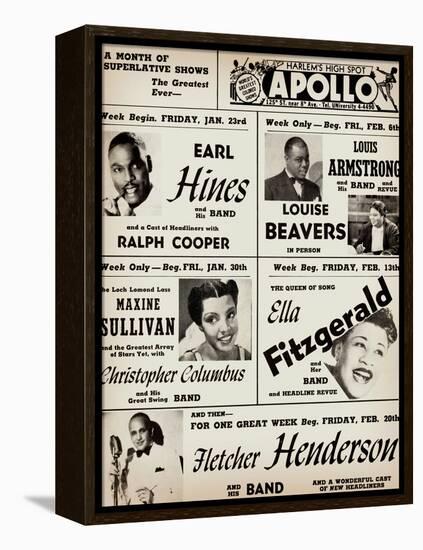 Apollo Theatre: Earl Hines, Louis Armstrong, Ella Fitzgerald, Fletcher Henderson and More-null-Framed Stretched Canvas