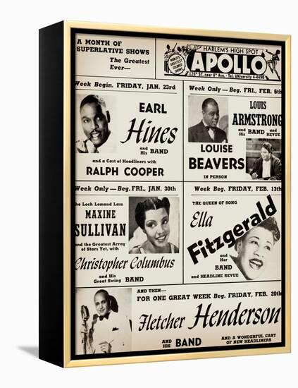 Apollo Theatre: Earl Hines, Louis Armstrong, Ella Fitzgerald, Fletcher Henderson and More-null-Framed Stretched Canvas