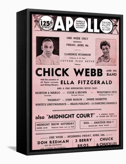 Apollo Theatre  Handbill: Chick Webb, Ella Fitzgerald, Cook and Brown, Wolford's Pets and More-null-Framed Stretched Canvas