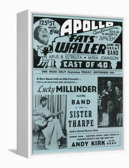 Apollo Theatre  Handbill: Fats Waller, Lucky Millinder, Sister Tharpe-null-Framed Stretched Canvas