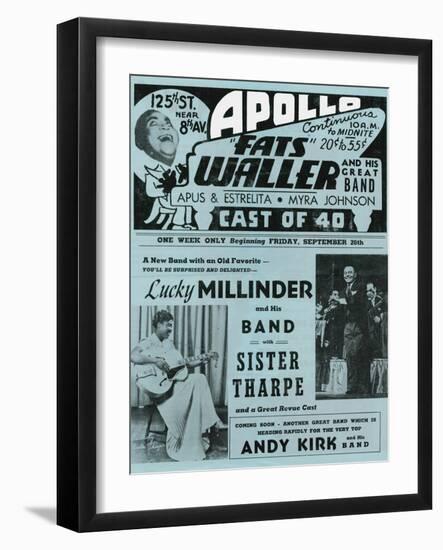 Apollo Theatre  Handbill: Fats Waller, Lucky Millinder, Sister Tharpe--Framed Art Print