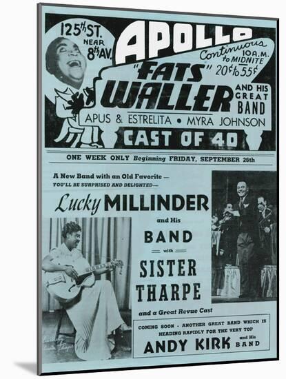 Apollo Theatre  Handbill: Fats Waller, Lucky Millinder, Sister Tharpe-null-Mounted Art Print