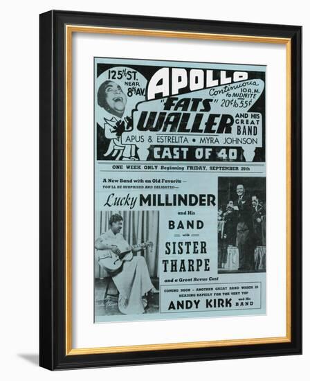 Apollo Theatre  Handbill: Fats Waller, Lucky Millinder, Sister Tharpe-null-Framed Art Print