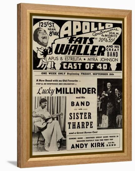 Apollo Theatre  Handbill: Fats Waller, Lucky Millinder, Sister Tharpe-null-Framed Stretched Canvas