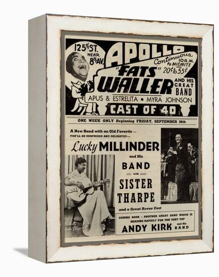 Apollo Theatre  Handbill: Fats Waller, Lucky Millinder, Sister Tharpe-null-Framed Stretched Canvas