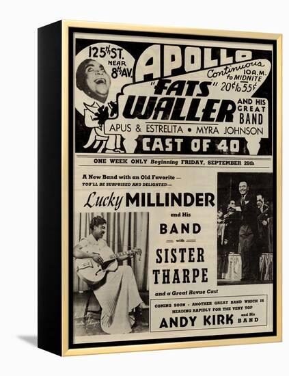 Apollo Theatre  Handbill: Fats Waller, Lucky Millinder, Sister Tharpe-null-Framed Stretched Canvas