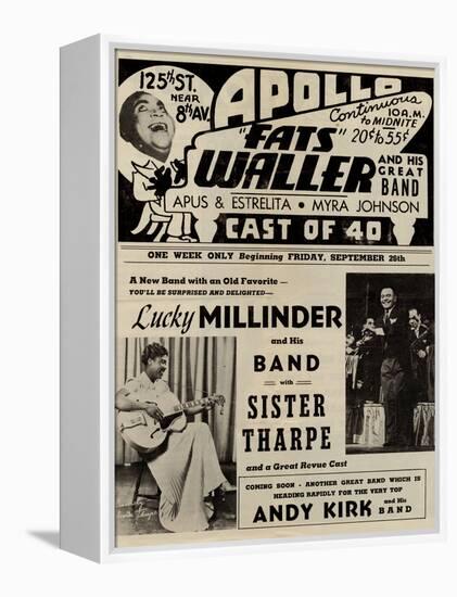 Apollo Theatre  Handbill: Fats Waller, Lucky Millinder, Sister Tharpe-null-Framed Stretched Canvas