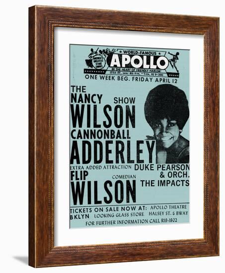 Apollo Theatre: Nancy Wilson, Cannonball Adderley, Duke Pearson, Flip Wilson, and The Impacts; 1968-null-Framed Premium Giclee Print