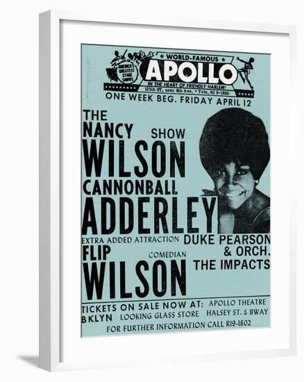 Apollo Theatre: Nancy Wilson, Cannonball Adderley, Duke Pearson, Flip Wilson, and The Impacts; 1968-null-Framed Art Print