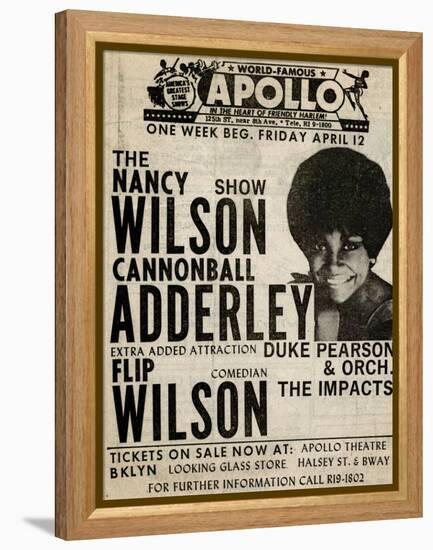 Apollo Theatre: Nancy Wilson, Cannonball Adderley, Duke Pearson, Flip Wilson, and The Impacts; 1968-null-Framed Stretched Canvas