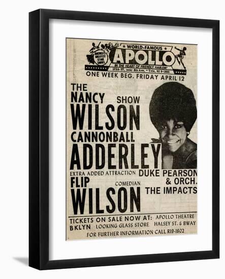 Apollo Theatre: Nancy Wilson, Cannonball Adderley, Duke Pearson, Flip Wilson, and The Impacts; 1968-null-Framed Premium Giclee Print