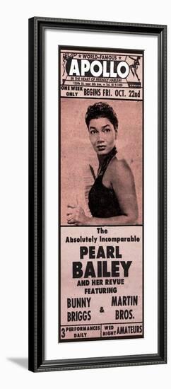 Apollo Theatre Newspaper Ad: Pearl Bailey and Her Revue, Bunny Briggs, and Martin Brothers; 1965-null-Framed Art Print