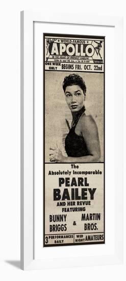 Apollo Theatre Newspaper Ad: Pearl Bailey and Her Revue, Bunny Briggs, and Martin Brothers; 1965-null-Framed Art Print