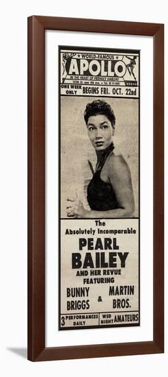 Apollo Theatre Newspaper Ad: Pearl Bailey and Her Revue, Bunny Briggs, and Martin Brothers; 1965-null-Framed Art Print