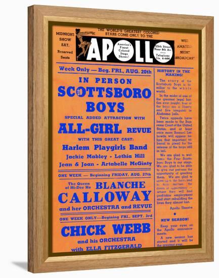 Apollo Theatre: Scottsboro Boys, Blanche Calloway, Chick Webb, Ella Fitzgerald, and More-null-Framed Stretched Canvas