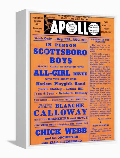 Apollo Theatre: Scottsboro Boys, Blanche Calloway, Chick Webb, Ella Fitzgerald, and More-null-Framed Stretched Canvas