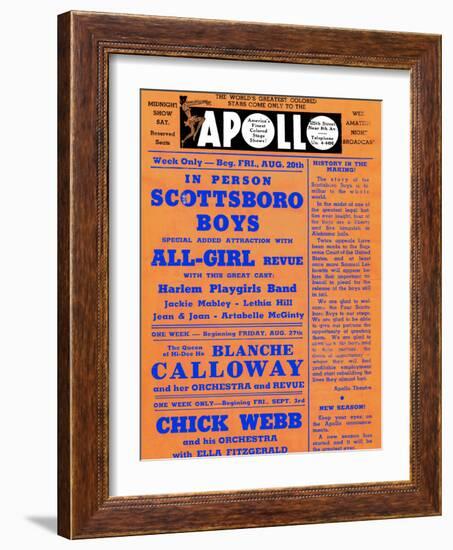 Apollo Theatre: Scottsboro Boys, Blanche Calloway, Chick Webb, Ella Fitzgerald, and More-null-Framed Premium Giclee Print