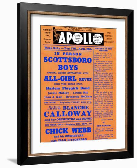 Apollo Theatre: Scottsboro Boys, Blanche Calloway, Chick Webb, Ella Fitzgerald, and More-null-Framed Premium Giclee Print