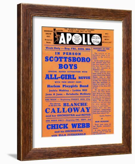 Apollo Theatre: Scottsboro Boys, Blanche Calloway, Chick Webb, Ella Fitzgerald, and More-null-Framed Art Print