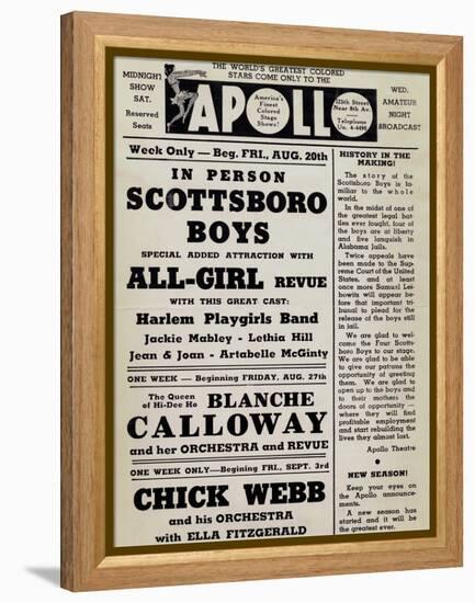 Apollo Theatre: Scottsboro Boys, Blanche Calloway, Chick Webb, Ella Fitzgerald, and More-null-Framed Stretched Canvas
