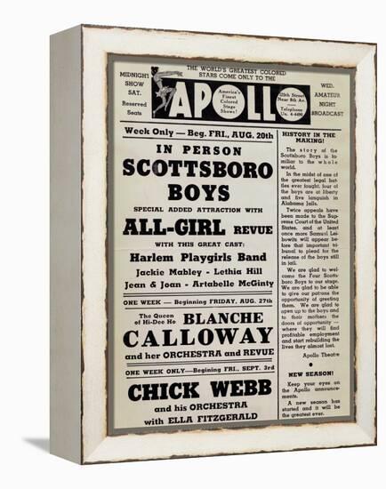 Apollo Theatre: Scottsboro Boys, Blanche Calloway, Chick Webb, Ella Fitzgerald, and More-null-Framed Stretched Canvas