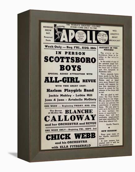 Apollo Theatre: Scottsboro Boys, Blanche Calloway, Chick Webb, Ella Fitzgerald, and More-null-Framed Stretched Canvas