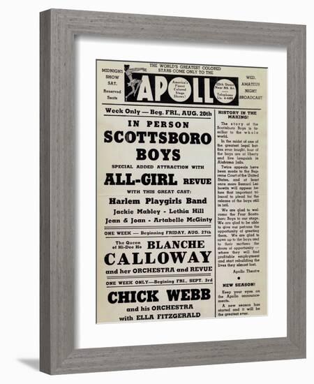 Apollo Theatre: Scottsboro Boys, Blanche Calloway, Chick Webb, Ella Fitzgerald, and More-null-Framed Premium Giclee Print