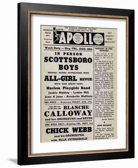 Apollo Theatre: Scottsboro Boys, Blanche Calloway, Chick Webb, Ella Fitzgerald, and More-null-Framed Art Print