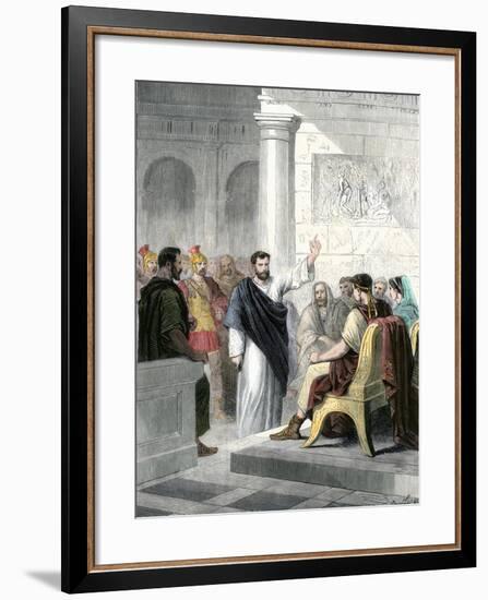 Apostle Paul Defending Himself before Roman Consul Agrippa-null-Framed Giclee Print