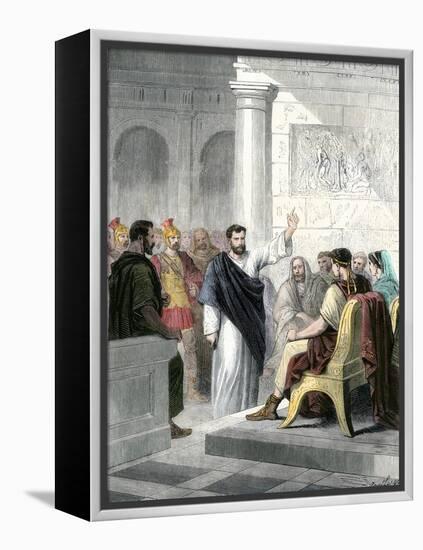 Apostle Paul Defending Himself before Roman Consul Agrippa-null-Framed Premier Image Canvas