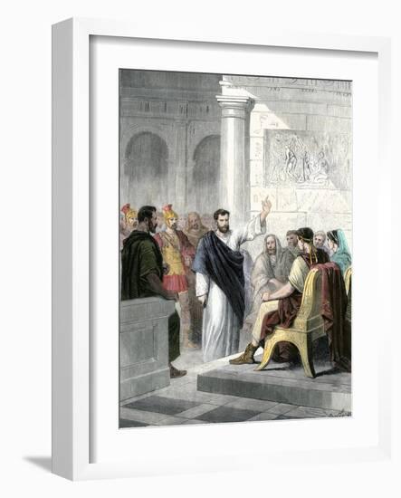 Apostle Paul Defending Himself before Roman Consul Agrippa-null-Framed Giclee Print