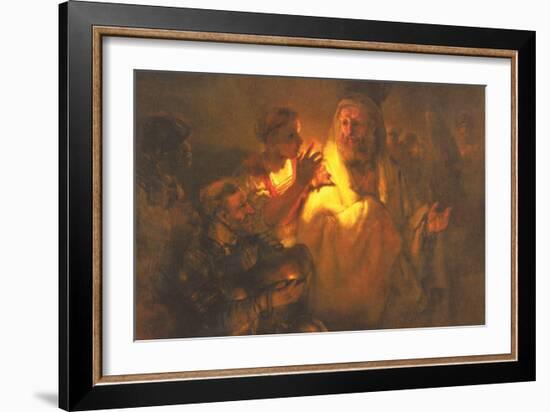 Apostle Peter Denied Christ-Rembrandt van Rijn-Framed Art Print