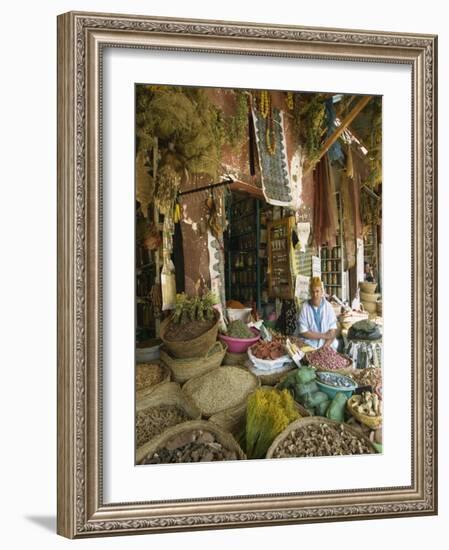 Apothecary Stall in Rahba Kedima, the Medina, Marrakech, Morroco, North Africa, Africa-Lee Frost-Framed Photographic Print