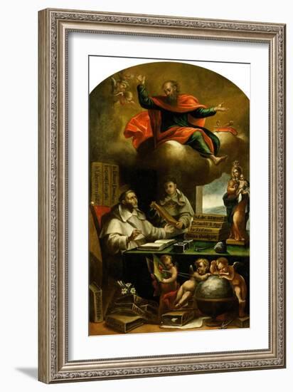 Apparition of Saint Paul to Saint Albert the Great and Saint Thomas Aquinas-Alonso Antonio Villamor-Framed Giclee Print