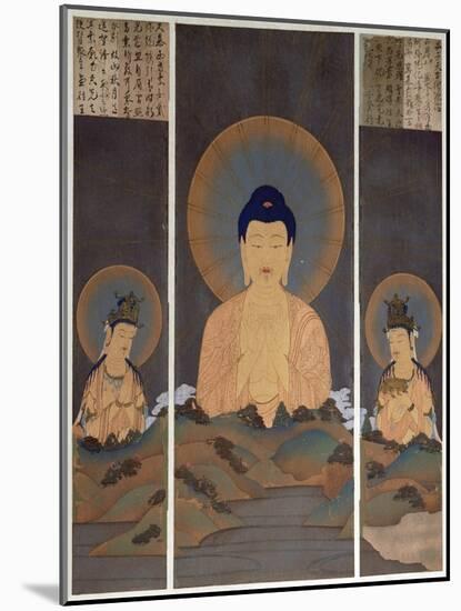 Apparition of the Buddhist Trinity, Buddha Amitabha and His Two Bodhisattvas, Kannon-null-Mounted Giclee Print