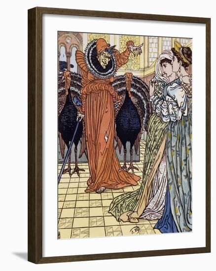 Apparition of Witch Accompanied by Two Peacocks, Engraving from Drawing by Walter Crane-null-Framed Giclee Print