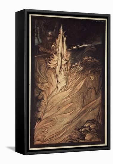 Appear, flickering fire!, illustration from 'The Rhinegold and the Valkyrie'-Arthur Rackham-Framed Premier Image Canvas