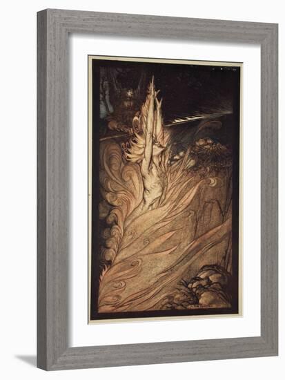 Appear, flickering fire!, illustration from 'The Rhinegold and the Valkyrie'-Arthur Rackham-Framed Giclee Print