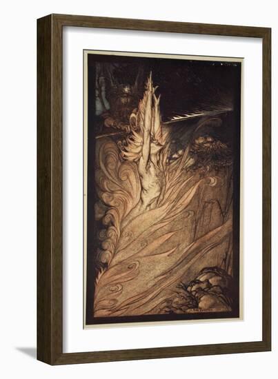 Appear, flickering fire!, illustration from 'The Rhinegold and the Valkyrie'-Arthur Rackham-Framed Giclee Print