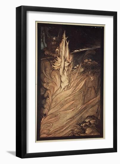 Appear, flickering fire!, illustration from 'The Rhinegold and the Valkyrie'-Arthur Rackham-Framed Giclee Print