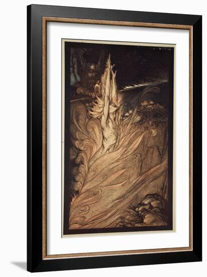 Appear, flickering fire!, illustration from 'The Rhinegold and the Valkyrie'-Arthur Rackham-Framed Giclee Print